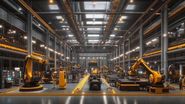 industry 40 factory with industrial engineer working alongside automation robot arms intelligent manufacturing concept 3d rendering