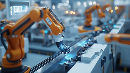 industry 40 factory with industrial engineer working alongside automation robot arms intelligent manufacturing concept 3d rendering