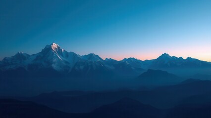 Majestic mountain range outlined in breathtaking silhouette, scenic, peaks, mountains, majestic, silhouette