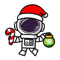 Funny Astronauts cartoon, santa spaceman, Merry Christmas 