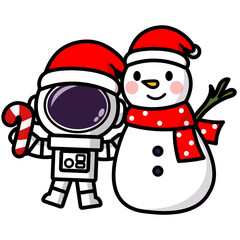 Funny Astronauts cartoon, santa spaceman, Merry Christmas 