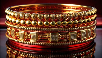 Obraz premium Stack of Gold and Diamond Bracelets