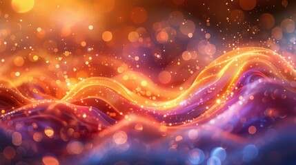 Brightly colored abstract background with waves and lights