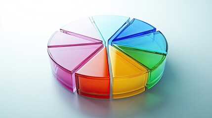 Obraz premium Exploded pie chart with reflective surfaces, [business color chart], [depicting transparency and diversification] 