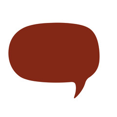 A large red speech bubble , set against a white background