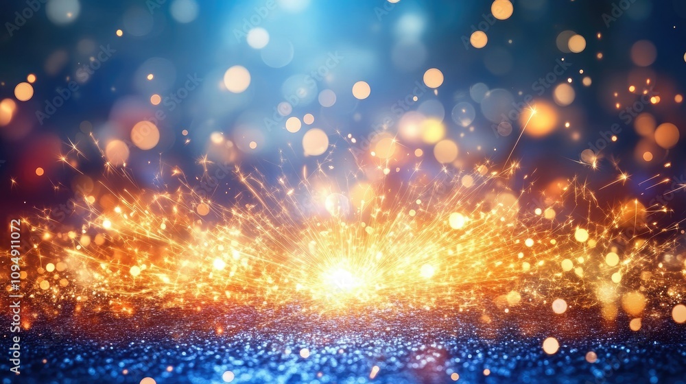 Poster sparkling lights and magical glittering bokeh effect in abstract background for creative design and 