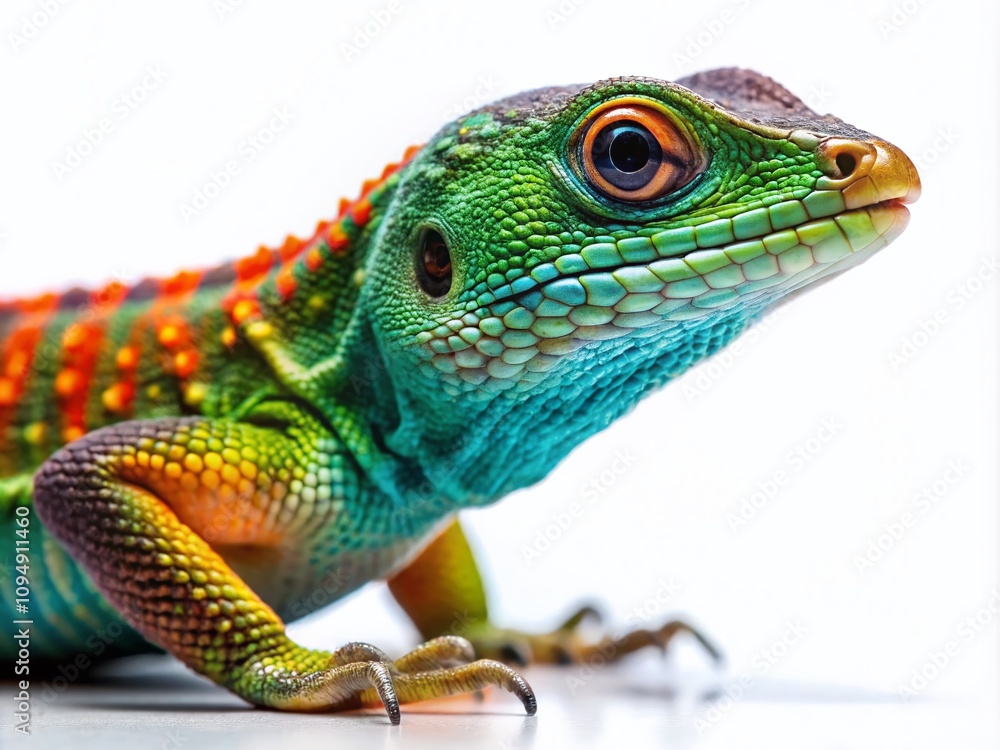 Poster captivating side view of a worm lizard against a white background showcasing remarkable details in l