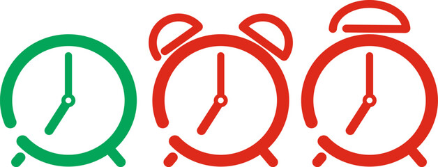 symbol of a classic alarm clock with a call in several versions