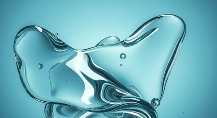 Fluid Blue Glass Sculpture, Wavy Dynamic Design, Reflective, Elegant Refracting Translucent Art