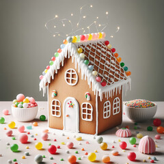 Uma casa de p&atilde;o de gengibre decorada