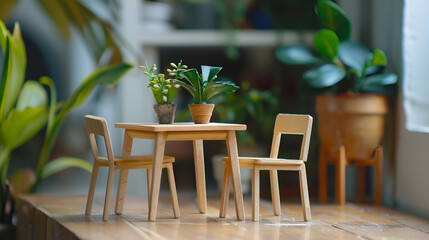 Miniature table with chairs in the living room