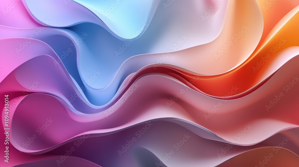 Poster a vibrant, flowing abstract design with smooth gradients and waves of color.