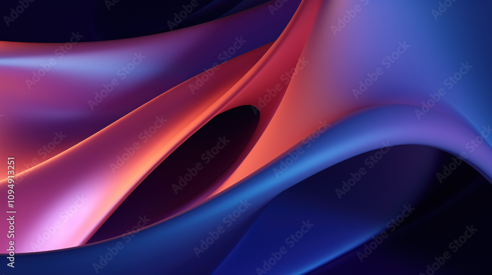 Poster vibrant abstract blue and purple waveform with fluid motion and colorful gradients