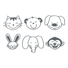 The silhouette of cute animals emoji and sticker vector illustration