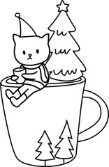 cat with a Christmas mug