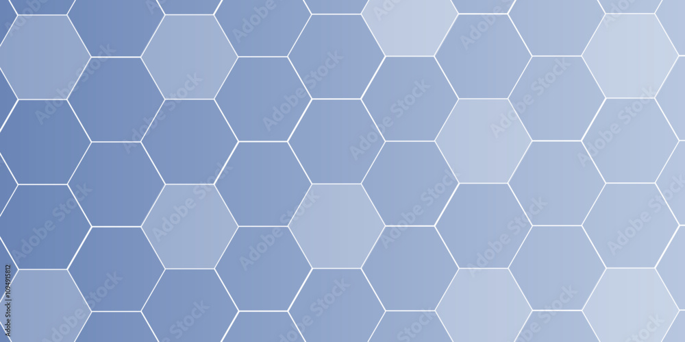 Poster Abstract hexagon mesh pattern blue light design modern background. geometric hexagonal figures in the form of honeycombs. Geometric Blue Mosaic Abstract background Fabric. Decorative. Ornament, Vector