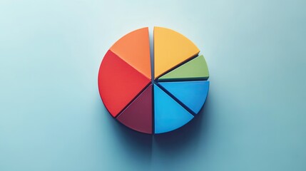 Obraz premium Minimalist color-coded pie chart, [business visualization], [symbolizing data clarity and strategic insight]