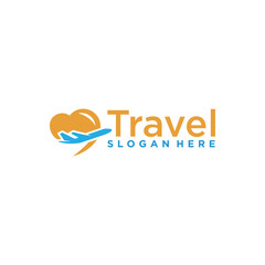 Holiday travel design, Holiday travel agency logo with airplane and world concept.