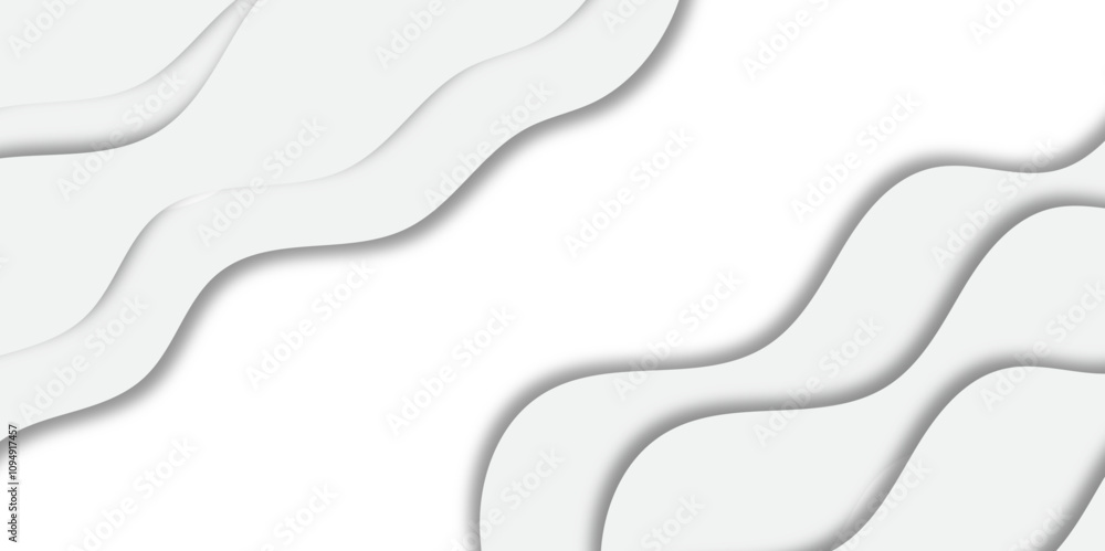 Leinwandbilder paper cut background. white wave papercut trendy design. vector origami waves.abstract modern white 