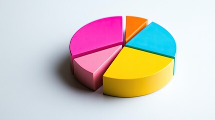 Obraz premium Minimalist color-coded pie chart, [business visualization], [symbolizing data clarity and strategic insight]