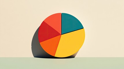 Fototapeta premium Minimalist color-coded pie chart, [business visualization], [symbolizing data clarity and strategic insight]