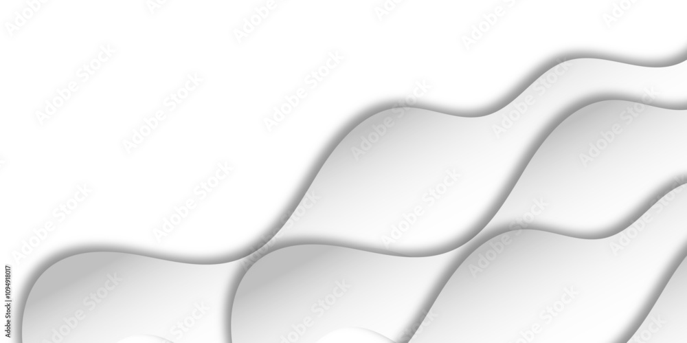 Leinwandbilder paper cut background. white wave papercut trendy design. vector origami waves.abstract modern white 
