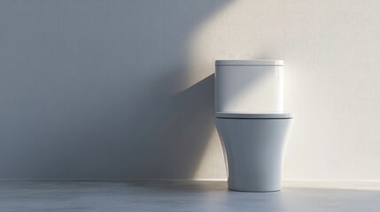 Modern Minimalist Bathroom Design Featuring Contemporary White Toilet Against Textured Wall in Soft Natural Light