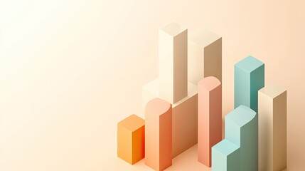 Fototapeta premium Minimalist isometric bar chart in soft colors, [business visualization], [focusing on clarity and simplicity in data] 