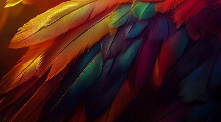 Obraz premium Colorful feathers in different colors on the background