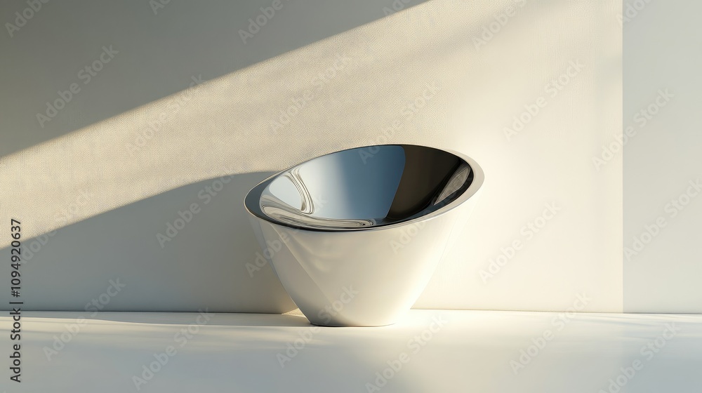Poster modern minimalist bowl on a white surface with soft shadows and light reflection creating a serene a