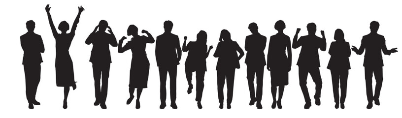 collection silhouettes of people business