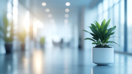 Fototapeta premium Indoor plant display modern office interior photography bright space focused view biophilic design