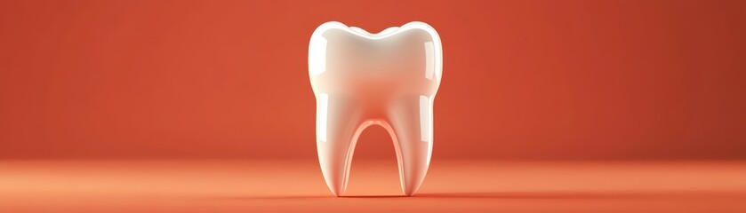 Realistic 3D model of a tooth suffering from decay and infection, presented in a clean and professional educational format.