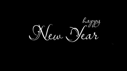  Animation handwritten Happy New Year White script proclaims with small dots. Ideal for festive social media posts, greeting cards, party invitations, and decorations.