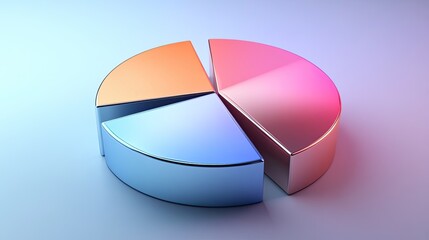 Obraz premium Realistic 3D pie chart with metallic sheen, [business visual], [emphasizing precision and cutting-edge technology]