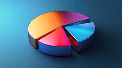 Obraz premium Realistic 3D pie chart with metallic sheen, [business visual], [emphasizing precision and cutting-edge technology]
