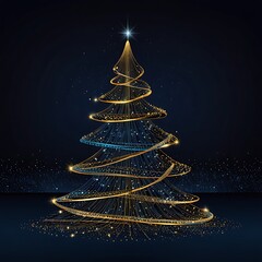 Elegant Golden Spiral Christmas Tree Design
