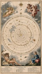 Fototapeta premium Vintage celestial map with stars hand drawing