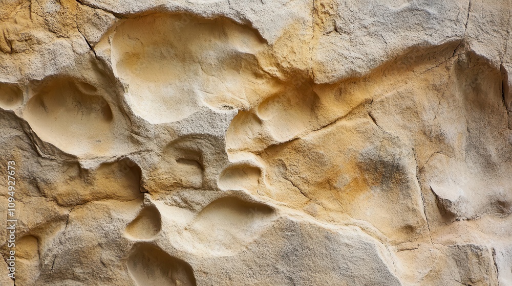 Poster close-up of textured rock surface with natural indentations and patterns.