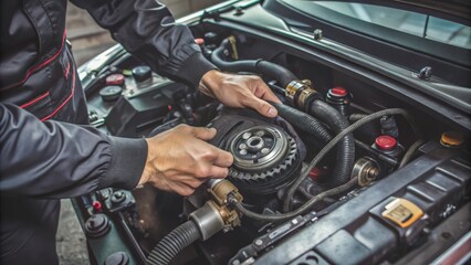 Mechanic Examining the Engine of a Car