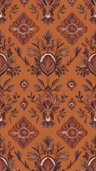 Bohemian pattern in warm earthy hues hand drawing