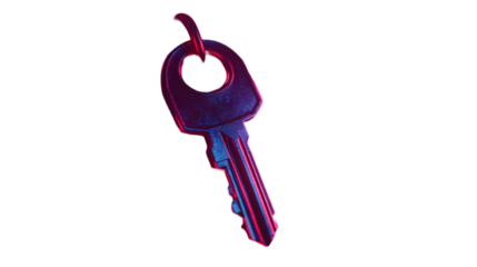 Metallic Key with Neon Lights 3D Illustration