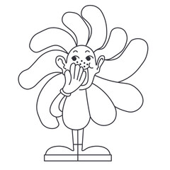 Character flower in groovy doodle style in vector. Element for poster sticker design logo decoration