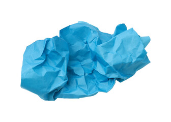 Fototapeta premium Blue crumpled paper isolated on transparent background