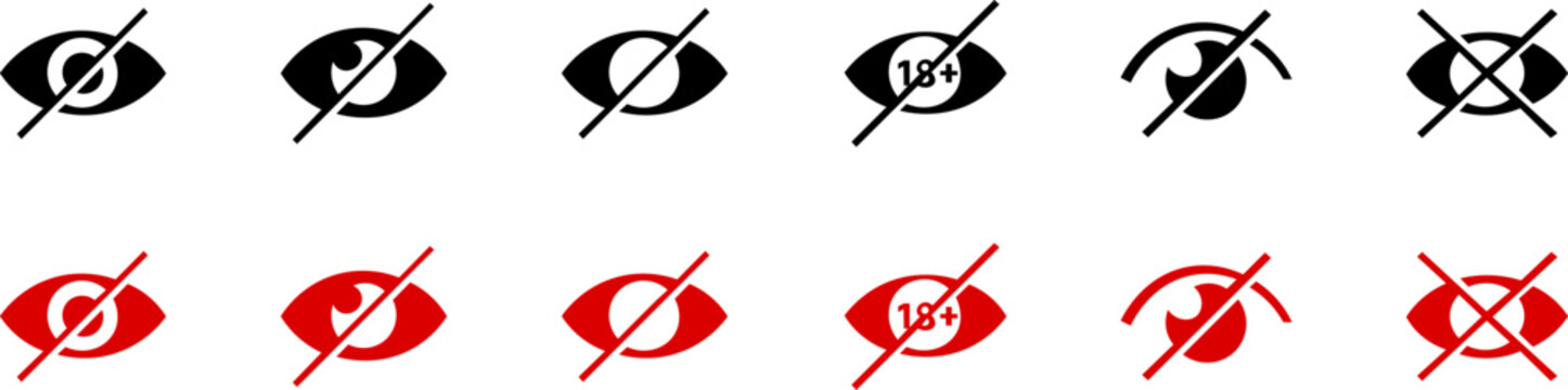 Image censorship icon set. Inappropriate content. Internet security concept.