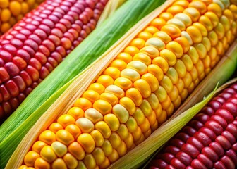 Closeup of Vibrant Corn Cob with Bright Kernels Showcasing the Rich Colors and Textures of Fresh Produce Against a Natural Background for Food and Agricultural Photography