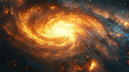 A vibrant spiral galaxy radiating bright colors and cosmic energy in the universe.
