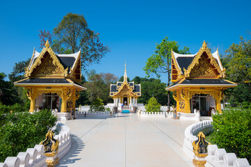 An exterior buildings of Pu Ue Lue shrine the legend of the Naga King located in Bueng Khong Long...