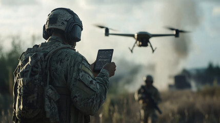 Soldier Launches Military Drone 