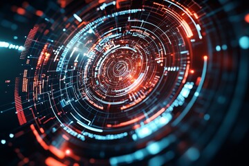 A futuristic, technology-themed image portraying a digital tunnel layered with red and blue light streams, symbolizing data flow and high-speed connectivity.